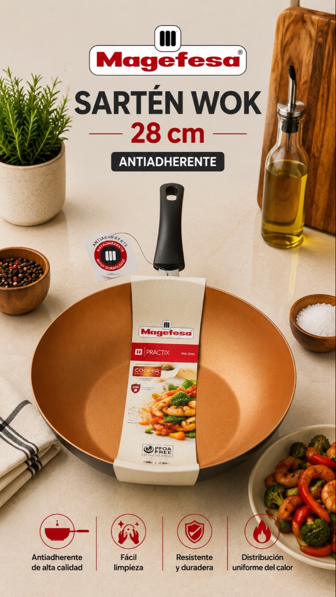 WOK PRACTIX 28CM ANODIZADO MAGEFESA
