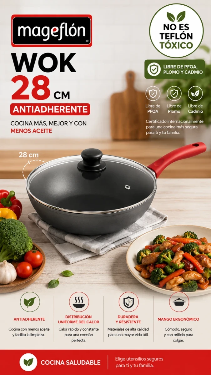 WOK CON TAPA 28CM  VULCANO RF/45823