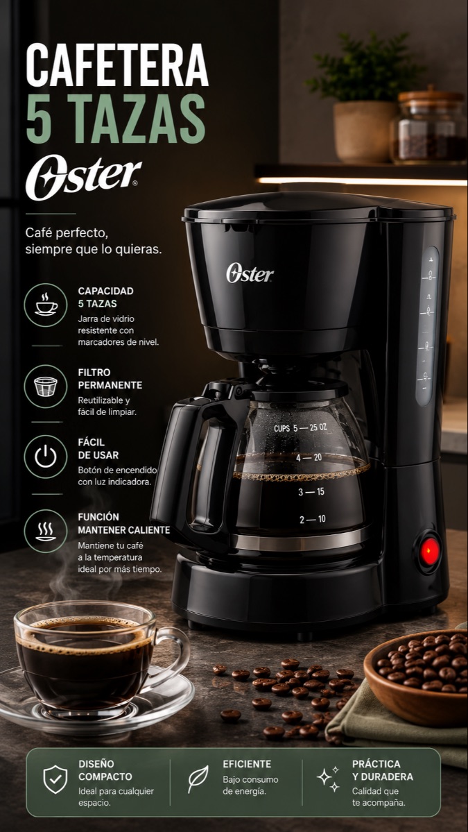 CAFETERA ELECT. 5 TAZAS   RF/BVSTDC05-013    OSTER