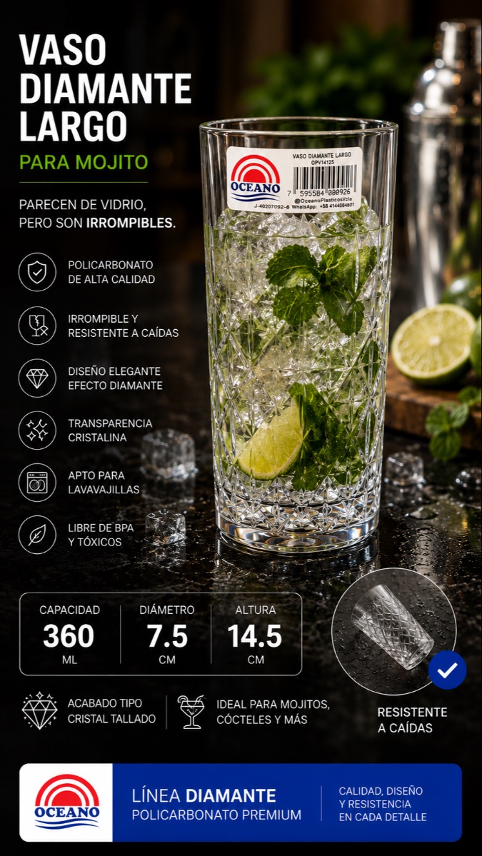 VASO DIAMANTE LARGO OPV14125