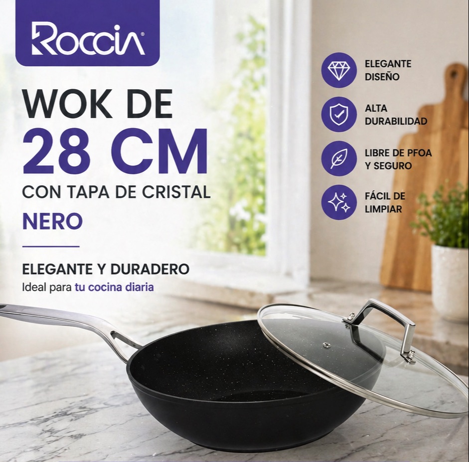 WOK 28CM NERO ROCCIA RF/K004