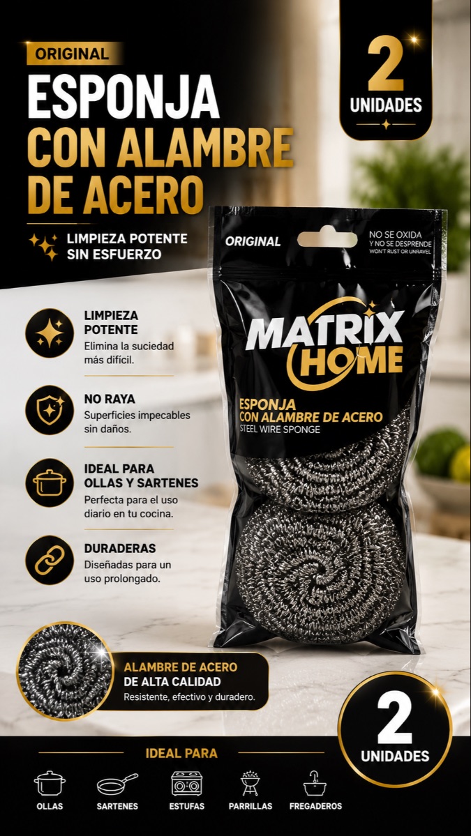 BRILLO D/ACERO 20GR. X 2 UNID. MATRIX MTXH-13