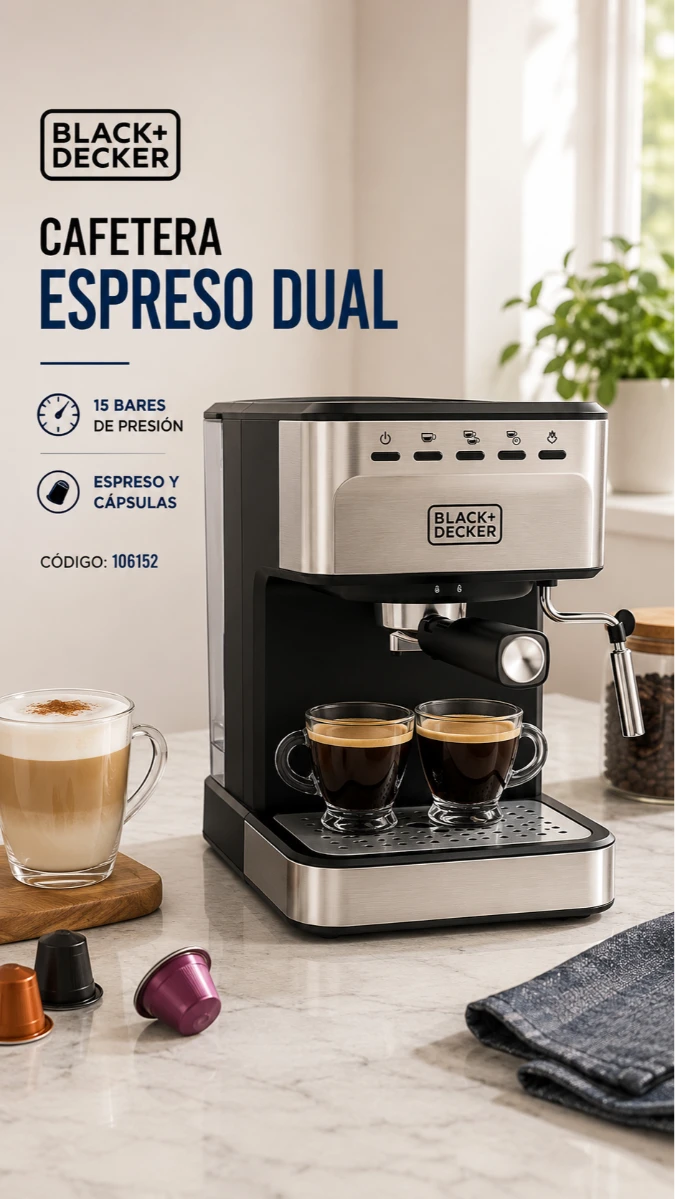 CAFETERA EXPRESSO CAPSULA BLACK DECKER  EM-0312-OS