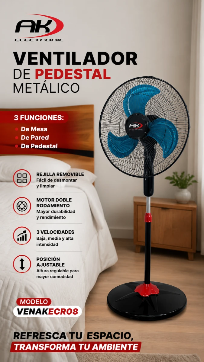 VENTILADOR ASPA/METAL. 18 PLG. RODAMIENTO AK