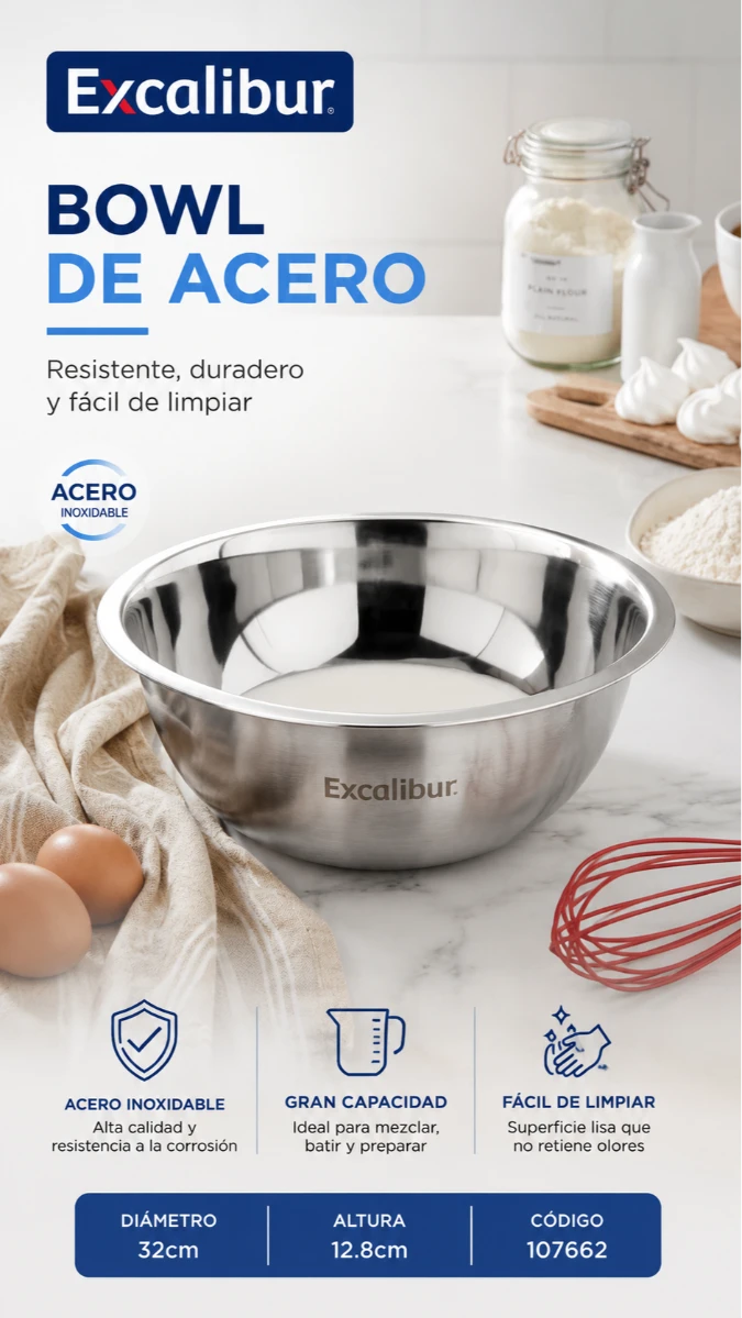 BOWL ACERO 32CM RF/MB-1232 EXCALIBUR